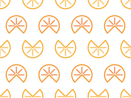 Seamless pattern with orange slices in a line art. Orange fruit slices flat style isolated on white background. Design for printing, banners and promotional items. vector illustrationのイラスト素材
