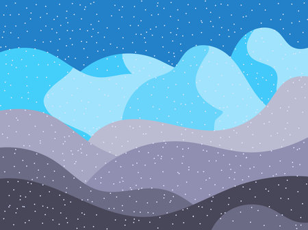 Winter landscape with snowy hills. Mountain landscape in flat style, winter cold weather. View of the snowy hills. Design for posters, travel agencies and promotional items. vector illustrationのイラスト素材