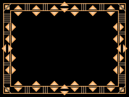 Art deco frame. Vintage linear border. Design a template for invitations, leaflets and greeting cards. Geometric golden frame. The style of the 1920s - 1930s. Vector illustrationのイラスト素材