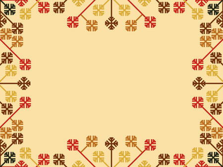 Christmas frame with colored snowflakes. Art deco frame in line art style. Vintage linear border. Design a template for invitations, leaflets and greeting cards. vector illustrationのイラスト素材