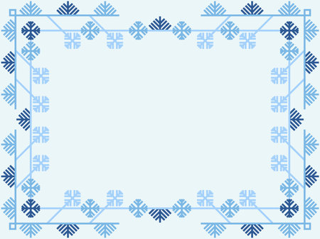 Winter frame with snowflakes in art line style. Christmas frame design for greeting card, invitation and flyer. Festive Christmas and New Year border. vector illustrationのイラスト素材