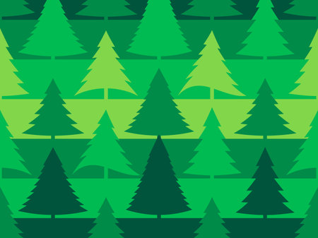 Christmas tree seamless pattern. Christmas trees in a flat style in green colors. Spruces and pines. Festive design for wallpapers and banners. vector illustrationのイラスト素材