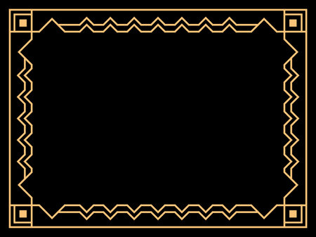 Art deco frame. Vintage linear border. Design a template for invitations, leaflets and greeting cards. Geometric golden frame. The style of the 1920s - 1930s. Vector illustrationのイラスト素材