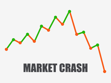Graph of the fall of the financial market. The collapse of stocks, cryptocurrencies. bear market indicator chart. Design for banner, poster and promotional items. vector illustrationのイラスト素材