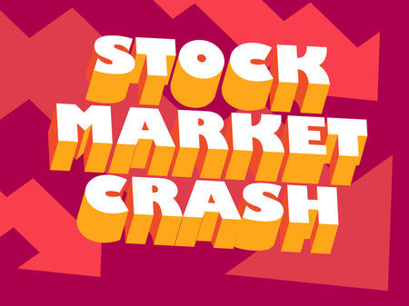 Stock market crash banner with 3d text and down arrows. The collapse of the bank, the fall of the cryptocurrency. Design for banners, posters and promotional materials. vector illustrationのイラスト素材
