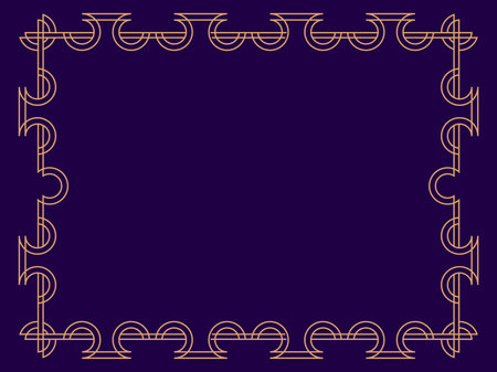 Art deco frame. Vintage linear border. Design a template for invitations, leaflets and greeting cards. Geometric golden frame. The style of the 1920s - 1930s. Vector illustrationのイラスト素材