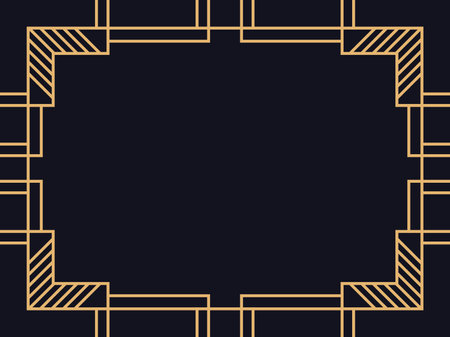 art deco frame. Vintage linear border. Design a template for invitations, leaflets and greeting cards. The style of the 1920s - 1930s. vector illustrationのイラスト素材