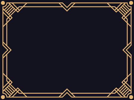 art deco frame. Vintage linear border. Design a template for invitations, leaflets and greeting cards. The style of the 1920s - 1930s. vector illustrationのイラスト素材