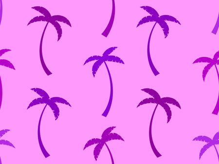 Palm trees on a pink background seamless pattern. Summer background with tropical trees. Design for wallpaper, banners and promotional items. vector illustrationのイラスト素材