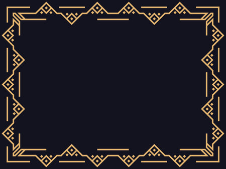 art deco frame. Vintage linear border. Design a template for invitations, leaflets and greeting cards. The style of the 1920s - 1930s. vector illustrationのイラスト素材