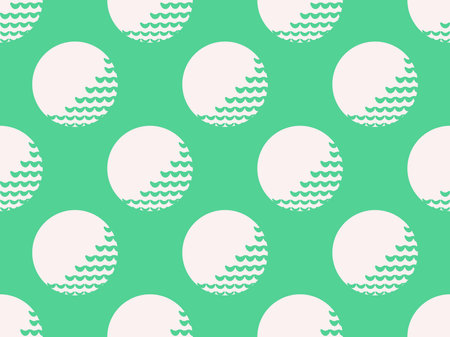 Golf ball seamless pattern. Golf ball on a green background in vintage style, two colors green and white. Design for typography, banners and posters, promotional items. vector illustrationのイラスト素材