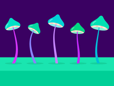 hallucinogenic mushrooms. Mushroom on a long stalk. acid trip. Poisonous mushrooms. Design for posters, banners and promotional products. vector illustrationのイラスト素材