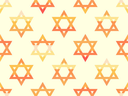 Hanukkah seamless pattern with stars of David. Hanukkah is a Jewish holiday. Stars of David on a light background. Design for posters, banners and promotional products. Vector illustrationのイラスト素材