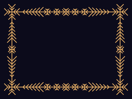 Art deco christmas frame with snowflakes. Art line vintage linear border. Design a template for invitations, leaflets and greeting cards. The style of the 1920s - 1930s. Vector illustrationのイラスト素材