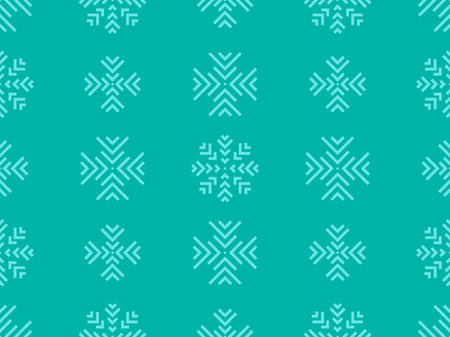 Winter seamless pattern with snowflakes. Christmas and New Year background with geometric snowflakes of different shapes. Design for wallpaper, banners and posters. Vector illustrationのイラスト素材