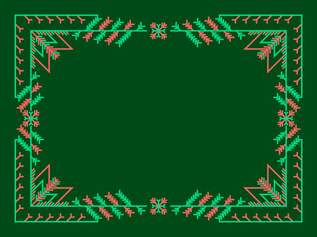 Winter frame with snowflakes with place for text. Winter vintage linear border with snowflake in line art style. Xmas frame template for invitations, flyers and greeting cards. Vector illustrationのイラスト素材