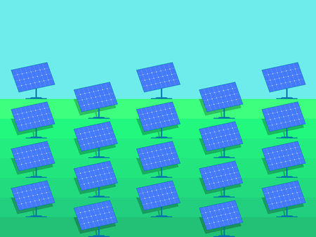 Solar panel on a green field. Landscape with a solar panel. Renewable energy, production of...