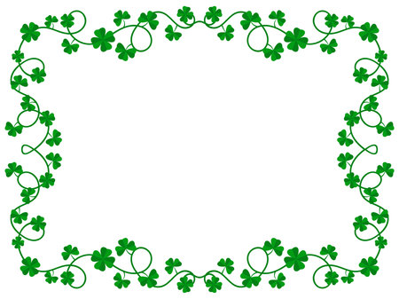Clover leaf frame for St. Patrick's Day. Border with shamrocks with place for text. Irish holiday frame design for greeting cards, flyers and invitations. Vector illustrationのイラスト素材