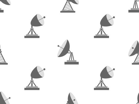 Seamless pattern with satellite antennas. Parabolic antenna. Radio telescope. Satellite dish. Satellite dish various types. Icon design for print, banners and advertising. Vector illustrationのイラスト素材