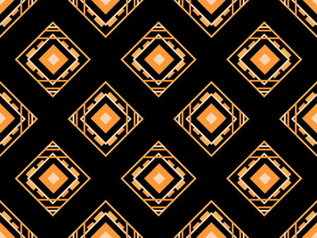 Geometric seamless pattern in line art style. Art deco geometric pattern of golden lines on a black background. Vintage linear style. Design for wallpapers, wrappers and banners. Vector illustrationのイラスト素材