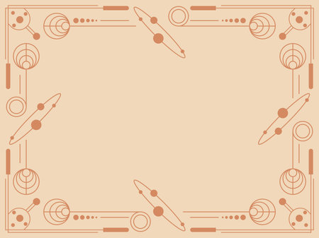 Geometric vintage frame in line art style. Minimalist retro frame with place for text. Vintage linear border in beige color. Design for invitations, greeting cards and banners. Vector illustrationのイラスト素材