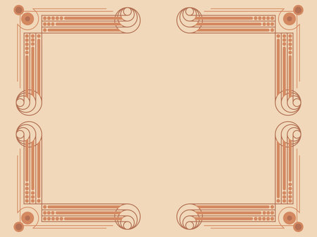 Geometric vintage frame in line art style. Minimalist retro frame with place for text. Vintage linear border in beige color. Design for invitations, greeting cards and banners. Vector illustrationのイラスト素材