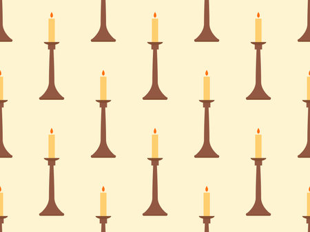 Seamless pattern with candlesticks in a minimalist style. Candlestick with candles. Candle holder with burning candles. Design for wallpapers, wrappers, covers and banners. Vector illustrationのイラスト素材