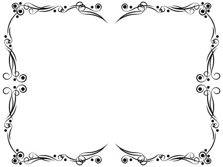 Vintage frame with curls. Decorative curls in black on white background. Curly border. Design template for invitations, flyers and greeting cards. Vector Illustrationのイラスト素材