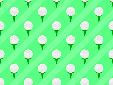 Golf ball seamless pattern. Golf balls on a stand on a green background. Golf club wallpaper. Design for banners and posters, advertising products. Vector illustrationのイラスト素材