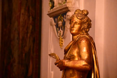 Statue of a man inside Peles Castle Sinaiaのeditorial素材
