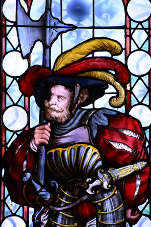 Stained glass inside Peles Castle Sinaia