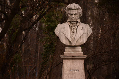 Beethoven statue in King Michael i park in Bucharestのeditorial素材