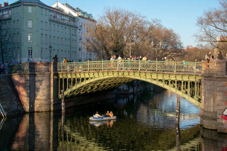 Landscape view of Admiralbrucke on Spree river in Kreuzberg Berlinのeditorial素材