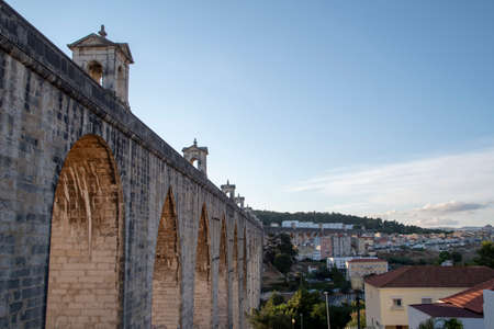 Landscape of Aqueduto das Aguas Livres aqueduct in Lisbonのeditorial素材