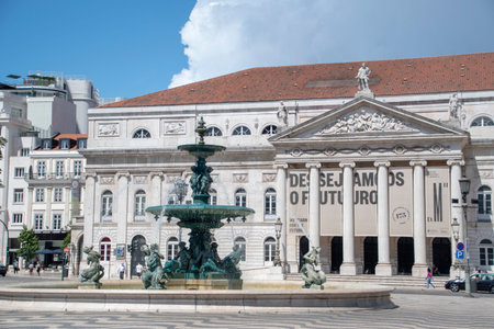 Landscape of Teatro Nacional D. Maria II in Praca Dom Pedro IV Lisbon