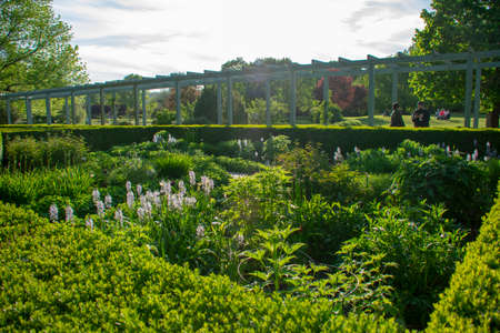 Scenic landscape of Italian Renaissance garden in Garten der Welt Marzahn Berlinのeditorial素材