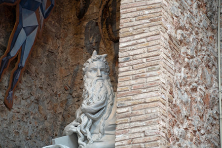 Landscape of statues in interior of Salvador Dali Theater Museum in Figueres Catalonia Spainのeditorial素材