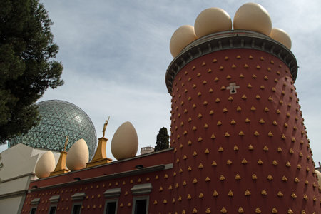 Landscape of Theater Museum of Salvador Dali during summer in Figueres Catalonia Spainのeditorial素材