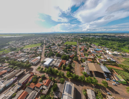 Aerial landscape during summer in city of Tangara da Serra in Mato Grosso Brazilの写真素材