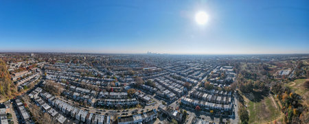 Aerial landscape of suburban multifamily homes in suburban Ardmore Philadelphia Pennsylvania USAのeditorial素材