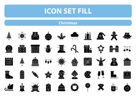 50 Christmas Icon Set fillのイラスト素材