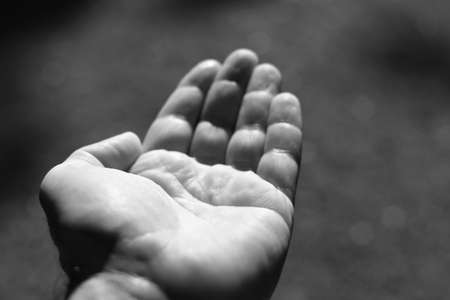 Mans hand open concept backgroundの写真素材