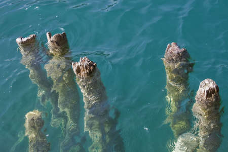 moorings in the waterの写真素材