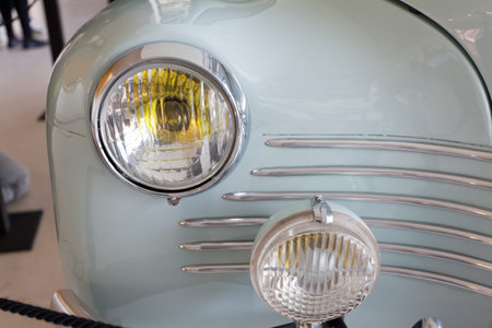 Valladolid, Spain, November 12, 2011. Headlight of an old Seat 600 collectors