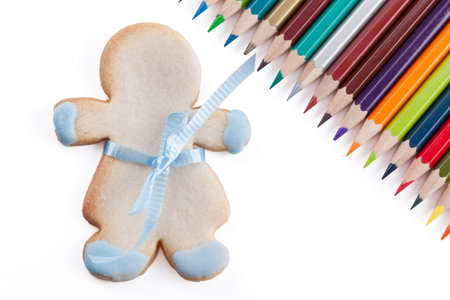 Cookie doll shaped and colored pencils