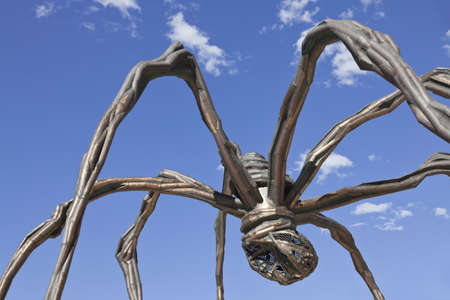 Bilbao, Spain, June 15, 2012. Spider in bronze and marble called "The Mom" work of Louise Bourgois, located at the Guggenheim Museum in Bilbao.のeditorial素材