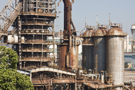 Industry furnaces for processing of iron in Sestao, Vizcaya, Spain