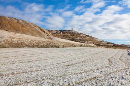 Castile and Leon fields, snowyの写真素材