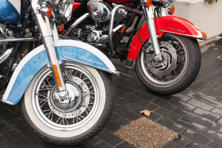 VALLADOLID, JANUARY 12: Wheels Harley Davidson in Valladolid on January 12, 2013, during the Penguins concentration. Meet more than 26,000 motorcycles worldwide.のeditorial素材