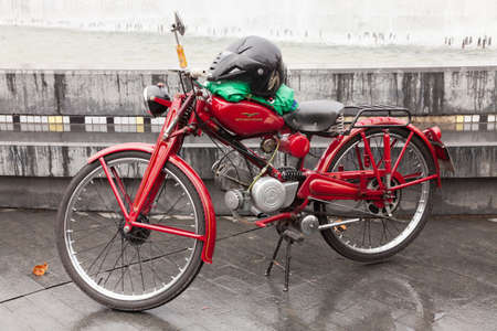 VALLADOLID, JANUARY 12: Bicycle with engine Valladolid to January 12, 2013, during the Penguins concentration. Meet more than 26,000 motorcycles worldwide.のeditorial素材